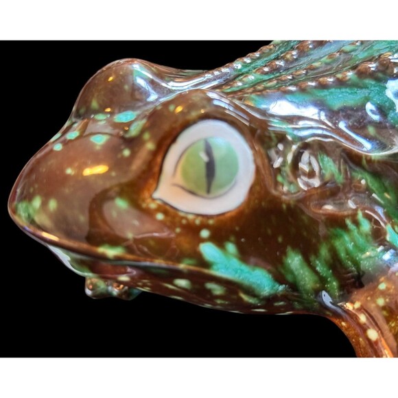 Vintage Large Green Ceramic Frog 🐸 Toad Figurine Hand Crafted Signed Dated 1971 - Picture 15 of 16